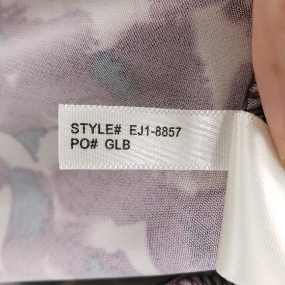 Eliza J Faux Wrap Brushstroke Print Jersey Dress Belted Purple Blue EUC Size 6